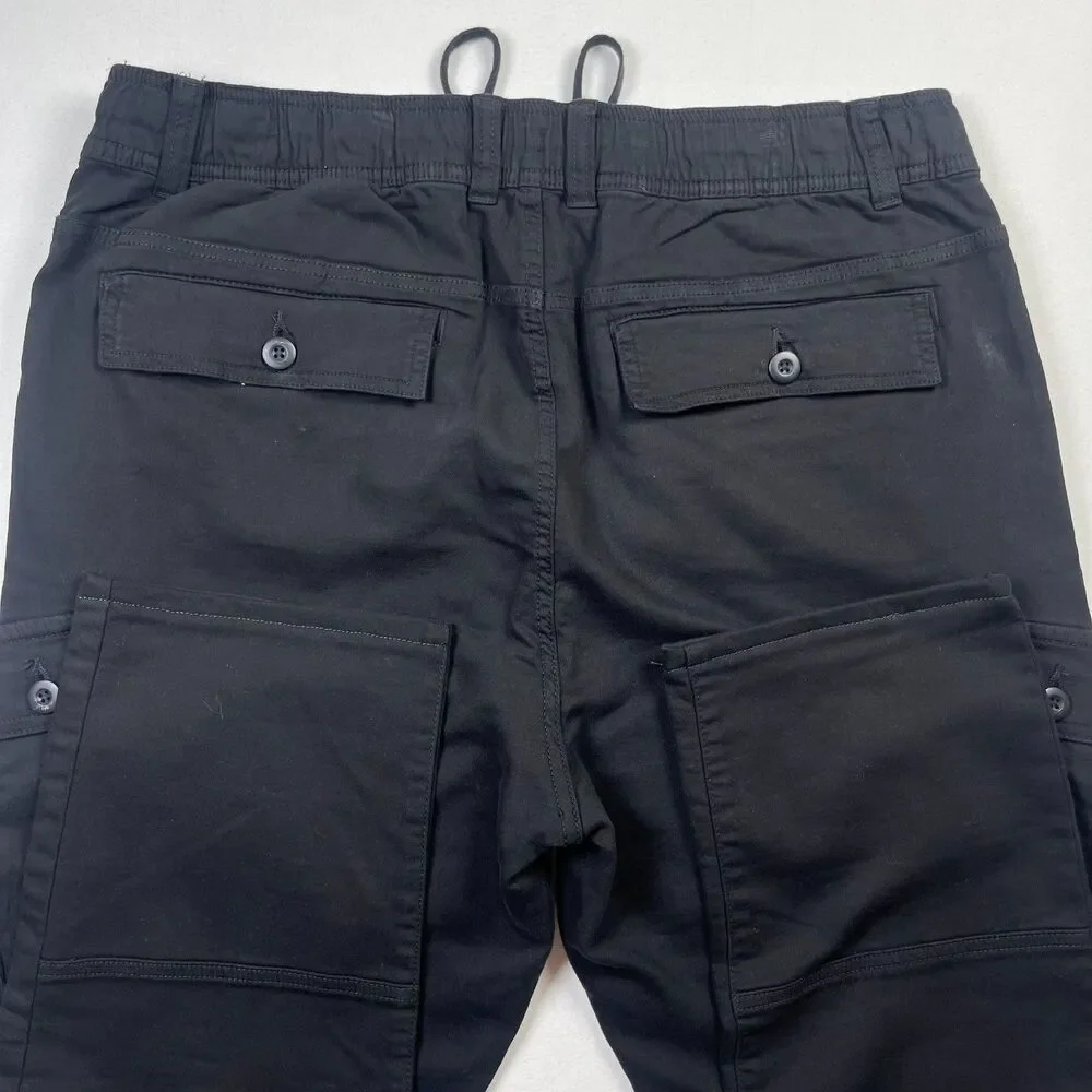 Military Cargo Pants Men's 2XL Black Big and Tall High Rise Drawstring‎